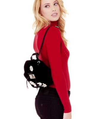 guess cornelia velvet mini backpack