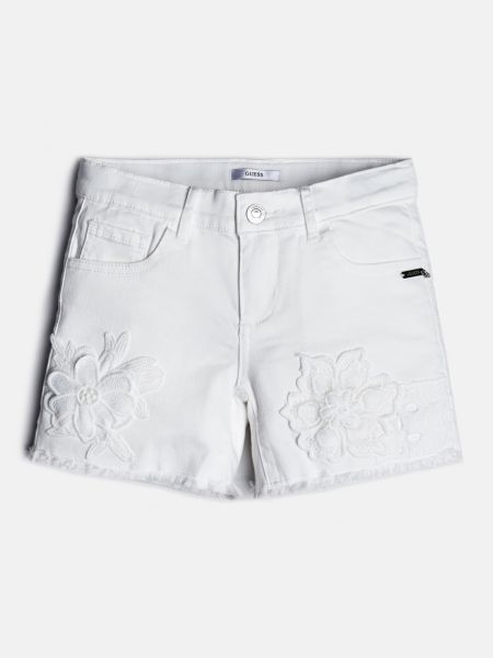 Short En Jean Applications Fleurs