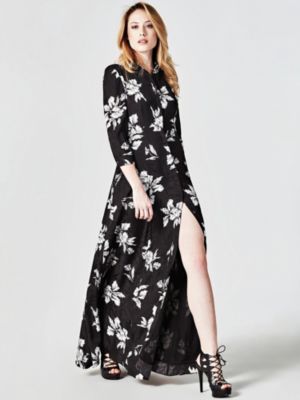 guess long floral print dress