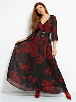 guess long floral print dress