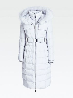 guess long down jacket with faux fur