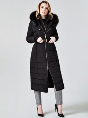 long down jacket with faux fur guess