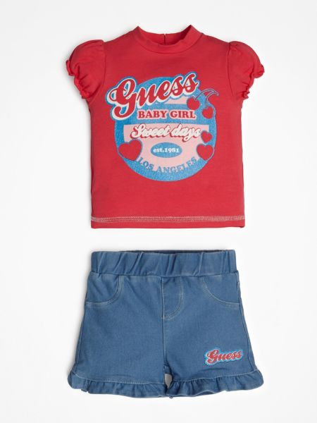 Guess Set Denimshort Logo Voorkant guess kopen in de aanbieding