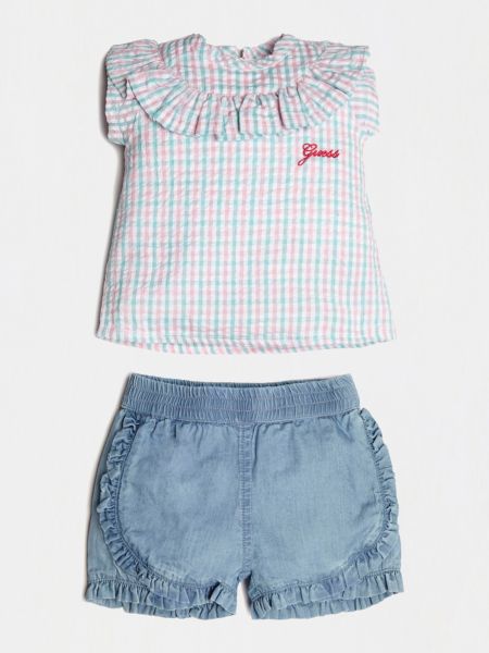 Guess Set Denimshort Ruitpatroon guess kopen in de aanbieding