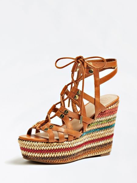 Guess Gray Plateausandalen Echt Leder guess kopen in de aanbieding