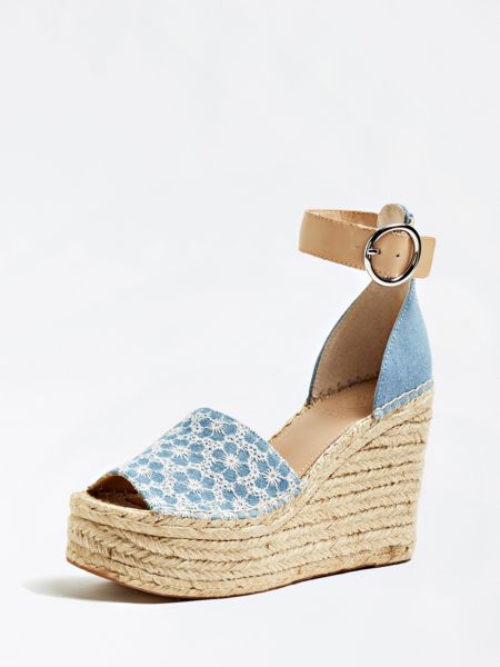 Guess Kaleey Plateausandalen Denim guess kopen in de aanbieding