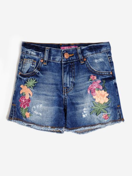 Guess Short Denim Borduursels Bloemen guess kopen in de aanbieding