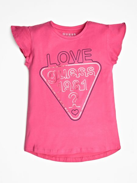 Guess T Shirt Print Met Logo Glitterlook guess kopen in de aanbieding