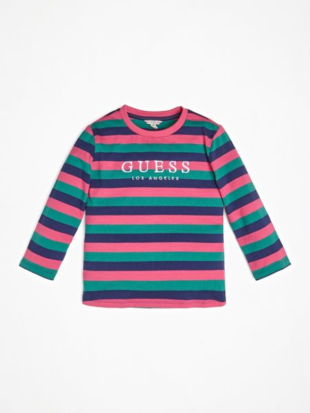 Guess T Shirt Streeppatroon Logoborduursel guess kopen in de aanbieding