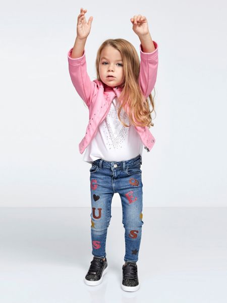 Guess Jeans Used Look Logo Glitterlook guess kopen in de aanbieding