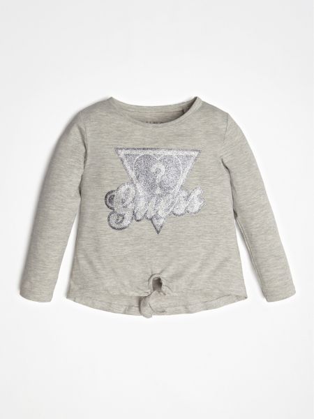 Guess T Shirt Logoprint Knoop Voorkant guess kopen in de aanbieding