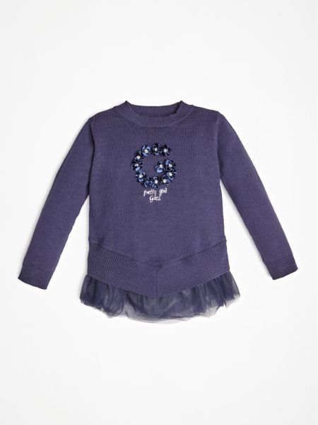 Guess Trui Strikken Voorkant Tule Boord guess kopen in de aanbieding