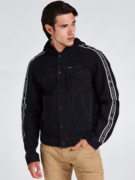 Guess Denimjack Capuchon Strepen Logo guess kopen in de aanbieding