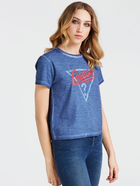 Guess T Shirt Met Driehoek Logo guess kopen in de aanbieding