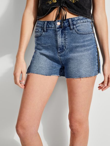 Guess Short Denim Ritsen Zijkant guess kopen in de aanbieding