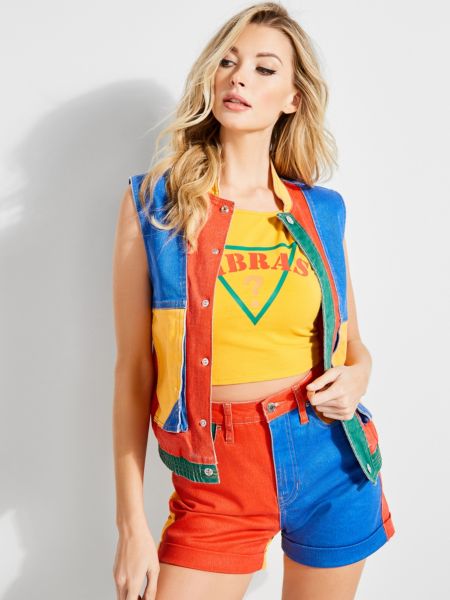 Guess Gilet Jbalvin Denim Color Bloc guess kopen in de aanbieding