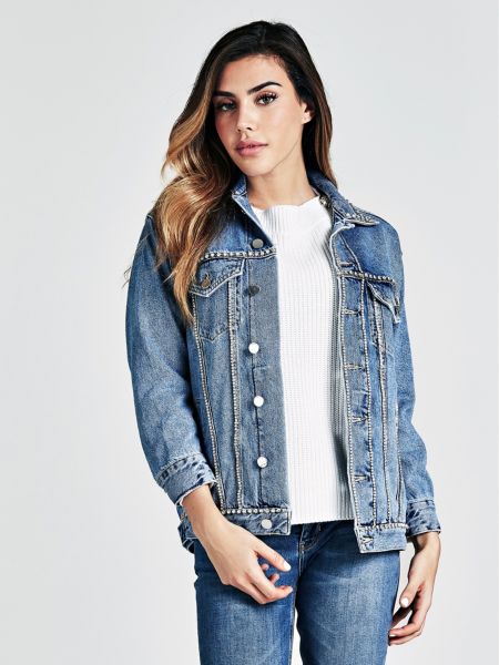 Guess Denimjasje Applicaties guess kopen in de aanbieding