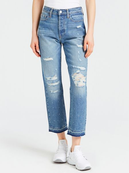 Guess Denim Met Relaxed Slijtplekken guess kopen in de aanbieding