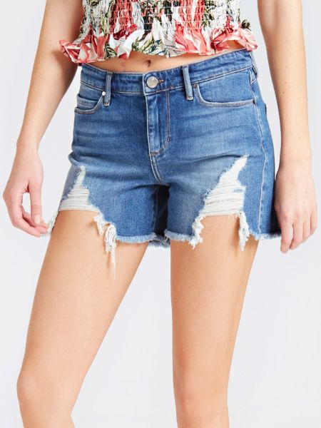 Guess Denim Short Met Scheuren guess kopen in de aanbieding