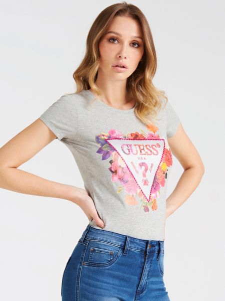 Guess T Shirt Met Bloemenlogo guess kopen in de aanbieding