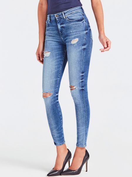 Guess Jeans Hoge Taille Slijtplekken guess kopen in de aanbieding