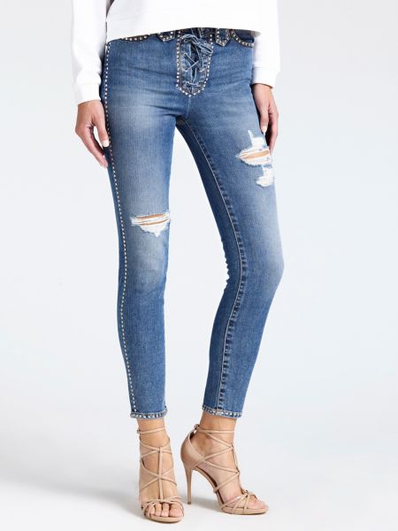 Guess Jeans Slijtplekken Applicatie Studs guess kopen in de aanbieding