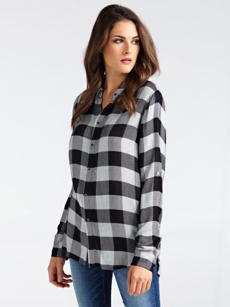 Guess Blouse Strass Ruitmotief guess kopen in de aanbieding