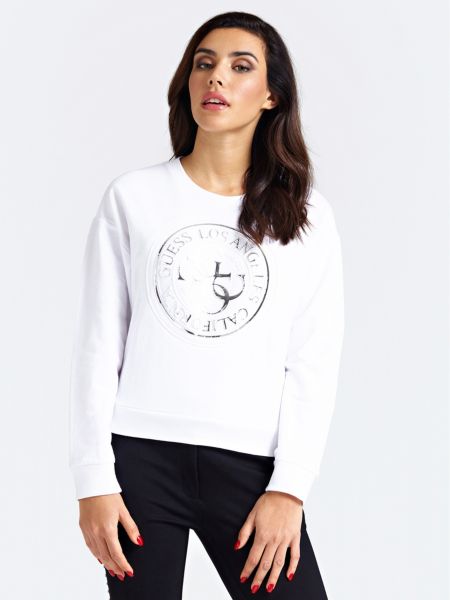 Guess Sweater Logoprint Metallic Look guess kopen in de aanbieding